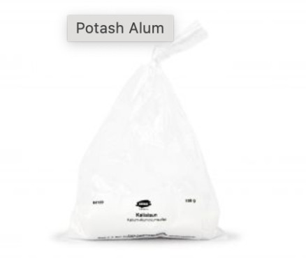 Potash Alum (Potassium aluminium sulfate) 64100 για στερεοποίηση υφασμάτων - 100γρ